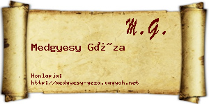 Medgyesy Géza névjegykártya