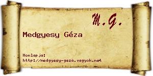 Medgyesy Géza névjegykártya
